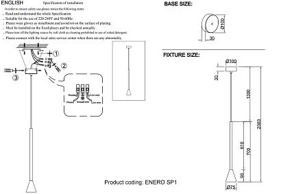 светильник подвесной crystal lux enero sp1 black crystal lux 0503/201, доставка по Казахстану 