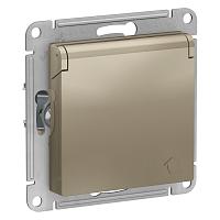 ATLASDESIGN РОЗЕТКА с заземл. со шторк. с крышкой, 16А, IP20, механизм, ШАМПАНЬ 