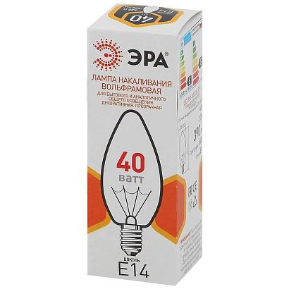 Лампа накаливания ЭРА E14 40W 2700K прозрачная ДС 40-230-E14-CL Б0039127 купить в Алматы svet.kz