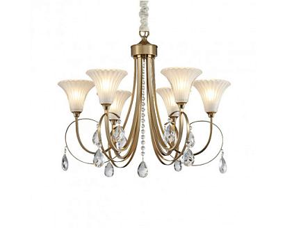 люстры newport 4820 4826/c , люстра, french gold clear crystal matt white glass d65*h45/150 cm e14 6*60w, доставка по Казахстану 