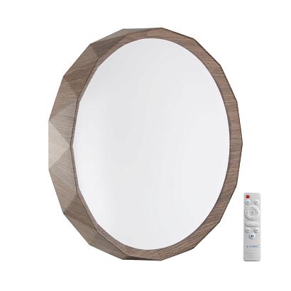 Настенно-потолочные 7637/DL BASICA SN Светильник LED 48Вт 3000-6000K D385 IP43 пульт ДУ ZIF WOOD, доставка по Казахстану 