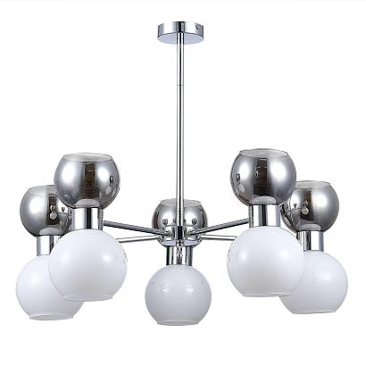 купить SLE1138-102-10 Люстра потолочная Хром/Белый, Дымчатый E27 10*60W в Алматы, svet.kz, доставка по Казахстану 