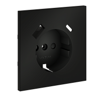 Накладка для розетки с заземлением и защитными шторками, с USB A+C, S70 (черный матовый) 