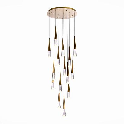 люстры sl6111.203.15 люстра подвесная st-luce золотистый/прозрачный led 15*3w 3000k, доставка по Казахстану 