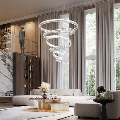 4930/260l l-vision odl24 000 хром/прозрачный металл/хрусталь люстра led 260w 4000k 30600лм vekia, доставка по Казахстану 