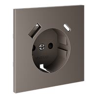Накладка для розетки с заземлением и защитными шторками, с USB A+C, S70 (капучино) 