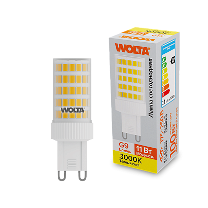 Светодиодная лампа  WOLTA WSTD-JCD-11W3KG9-C "Капсульная" JCD 11Вт 1000лм 3000K G9 1/10/100/500 купить в Алматы svet.kz