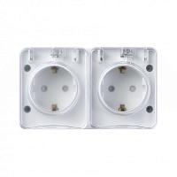 Розетка 2-м ОП AtlasDesign Profi54 16А IP54 250В с заземл. защ. шторки бел. SchE ATN540126 