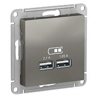 ATLASDESIGN USB РОЗЕТКА A и A, 5В 2,1 А, 2х5В 1,05 А, механизм, СТАЛЬ 