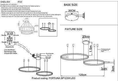 подвесной светильник crystal lux fortuna sp123w led gold crystal lux 1810/302n, доставка по Казахстану 
