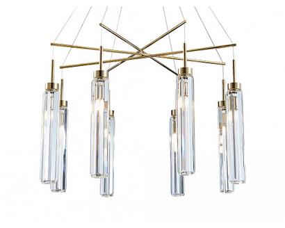 newport 4520 4524+4/s gold , подвесной светильник, gold clear crystal d68.5*h51 cm g9 8*60w, доставка по Казахстану 