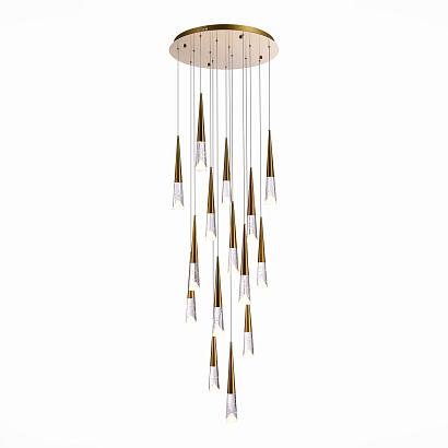 люстры sl6111.203.15 люстра подвесная st-luce золотистый/прозрачный led 15*3w 3000k, доставка по Казахстану 