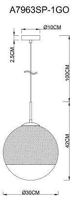 подвесной светильник arte lamp jupiter gold a7963sp-1go, доставка по Казахстану 