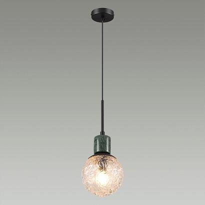 5026/1 modern odl23 389 черный матовый/темно-зеленый/прозрачный металл/мрамор/стекло подвес e14 1*40w greeni, доставка по Казахстану 