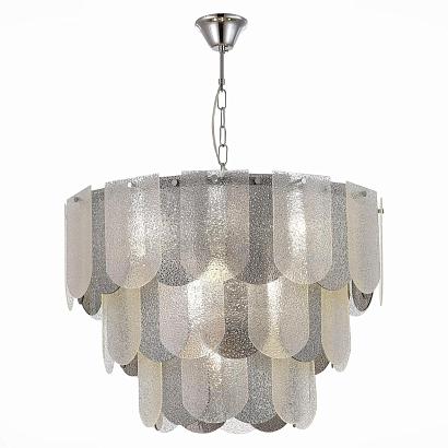 люстры sle1125-103-12 светильник подвесной хром/прозрачно-дымчатый e14 12*40w erzo, доставка по Казахстану 