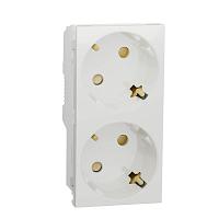 Розетка двойная Schneider Electric Unica New Modular с/з со шторками NU306718A 