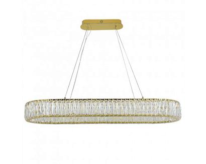 newport 8240 8240/90 oval gold , подвесной светильник, gold сlear crystal l90*w30*h10/250 cm  led strip 3100k 42w 4620lm, доставка по Казахстану 
