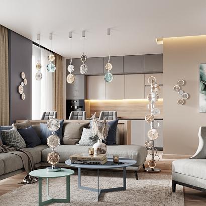 5416/13lb l-vision odl_ex23 10 хром/св.коричневый/серый металл/стекло подвес led 13w 4000k caramella, доставка по Казахстану 