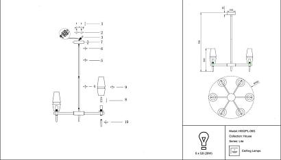 купить Подвесная люстра Maytoni Lita H002PL-06G в Алматы, svet.kz, доставка по Казахстану 