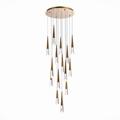 люстры sl6111.203.15 люстра подвесная st-luce золотистый/прозрачный led 15*3w 3000k, доставка по Казахстану 