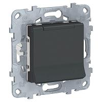 Розетка с заземлением, со шторками и крышкой Schneider Electric Unica New NU503754TA 