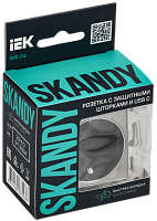 SKANDY Роз. с з/к/ш 16А с USB C 18Вт SK-R17N никель IEK 