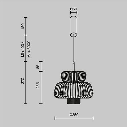 Подвесные Подвесной светильник Maytoni MOD465PL-L12BK1 Namiki, доставка по Казахстану 