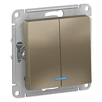 ATLASDESIGN 2 клавишный ВЫКЛЮЧАТЕЛЬ с подсветкой, сх.5а, 10АХ, механизм, ШАМПАНЬ 