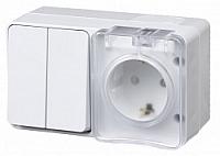 Блок ОП AtlasDesign Profi54 розетка 16А 250В с заземл. защ. шторки + 2-кл. выключатель 10А IP54 бел. SchE ATN540174 