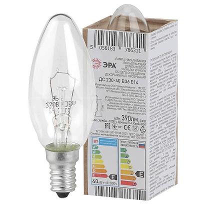 Лампа накаливания ЭРА E14 40W 2700K прозрачная ДС 40-230-Е14 (гофра) Б0039125 купить в Алматы svet.kz