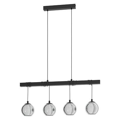 люстры 39761 подвес argallo, 4х40w(e27), l1000, b230, h1500, сталь, черный стекло c напылением, черный-проз, доставка по Казахстану 