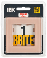 BRITE Рамка 1-мест. РУ-1-2-БрП стекло персиковый матовый IEK 