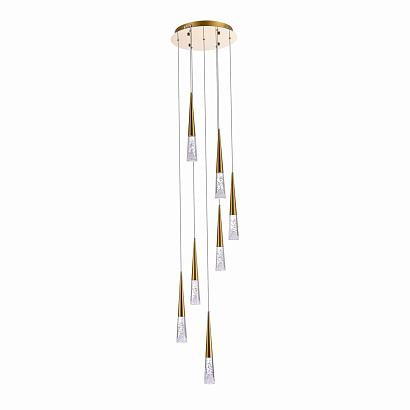 люстры sl6111.203.07 люстра подвесная st-luce золотистый/прозрачный led 7*3w 3000k, доставка по Казахстану 