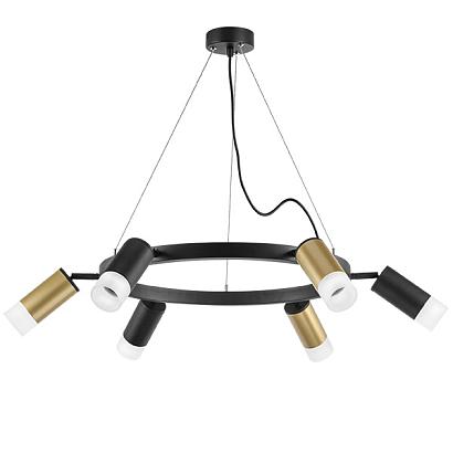 lr0164033731 подвесной светильник rullo 6х50w gu10 черный/золото (571016+214440-3+214437-3+202431-6), доставка по Казахстану 