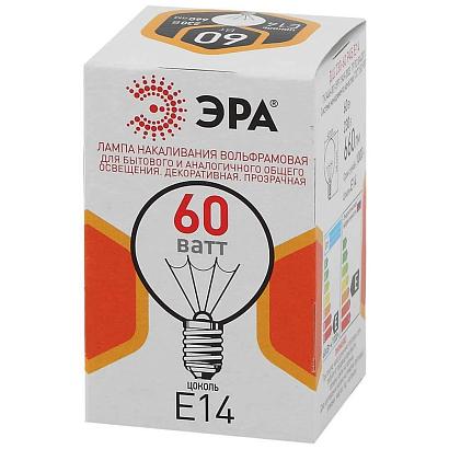 Лампа накаливания ЭРА E14 60W прозрачная ДШ 60-230-E14-CL Б0039138 купить в Алматы svet.kz