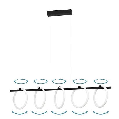 900563 подвесной потолочный светильник caranacoa, led 35w, 7000lm, l1170, b230, h1100, сталь, черный, доставка по Казахстану 