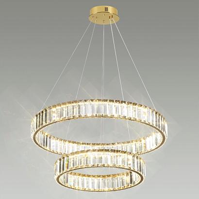 5015/60l l-vision odl23 427 золотой/прозрачный металл/хрусталь люстра led 60w 4000k 7140лм vekia, доставка по Казахстану 
