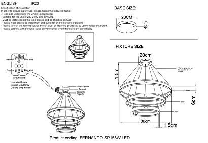 подвесной светильник crystal lux fernando 0621/303n, доставка по Казахстану 