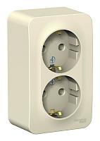 Розетка двухместная Systeme Electric BLANCA, открытый монтаж, с заземлением, молочный, BLNRA010202 