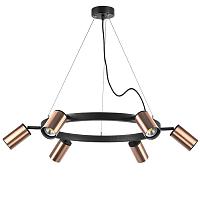 lr016306 подвесной светильник rullo 6х50w gu10 черный/медь (571016+214430-6), доставка по Казахстану 