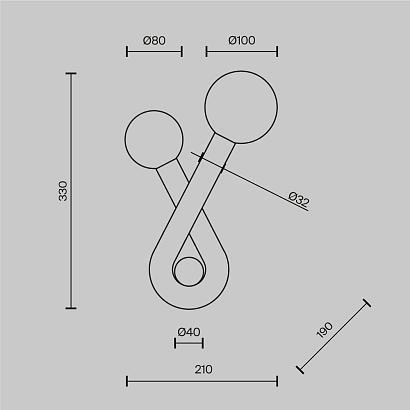 С 2 плафонами на стену Настенный светильник (бра) Maytoni MOD476WL-02PT Vortex, доставка по Казахстану 