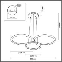 5297/80l ledio ln23 029 золотой светильник подвесной led 80w 3000-6000к 6232лм 220v nova, доставка по Казахстану 