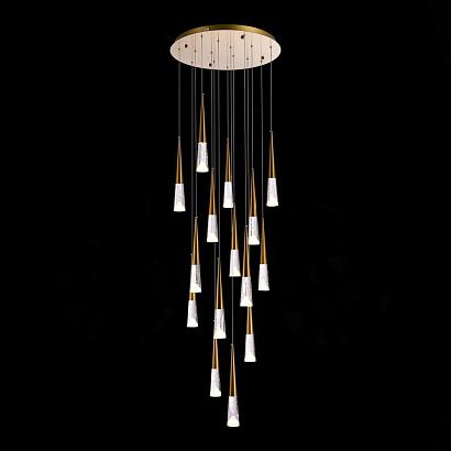 люстры sl6111.203.15 люстра подвесная st-luce золотистый/прозрачный led 15*3w 3000k, доставка по Казахстану 