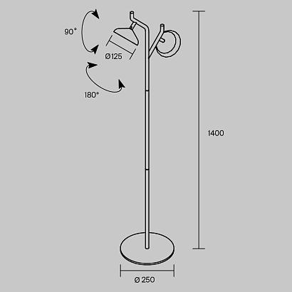 Напольный светильник (торшер) Maytoni MOD451FL-L16B3K VITA купить в Алматы svet.kz