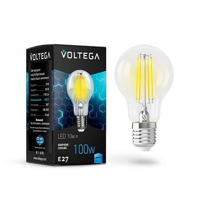Лампа светодиодная филаментная Voltega E27 10W 4000К прозрачная VG10-А1E27cold10W-F 7101 купить в Алматы svet.kz