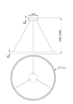 Потолочные Подвесной светодиодный светильник Maytoni Rim MOD058PL-L54BS4K, доставка по Казахстану 