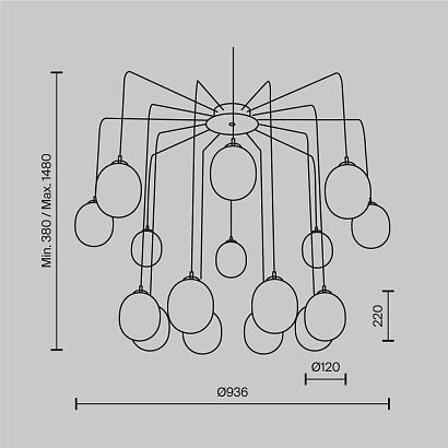 подвесной светильник maytoni mod176pl-16g, доставка по Казахстану 
