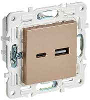 SKANDY Роз. USB A+C 3,1А SK-R14Sa песоч. IEK 