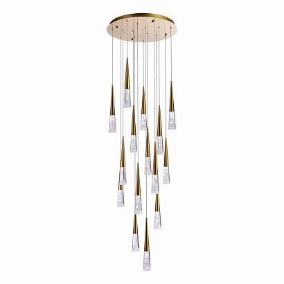 люстры sl6111.203.15 люстра подвесная st-luce золотистый/прозрачный led 15*3w 3000k, доставка по Казахстану 