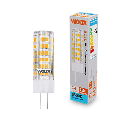 "Светодиодная лампа  WOLTA WSTD-JC-220V7W6KG4-C (керамика) ""Капсульная"" JC 7Вт 600лм 6500K G4 1/10/100/1000" купить в Алматы svet.kz